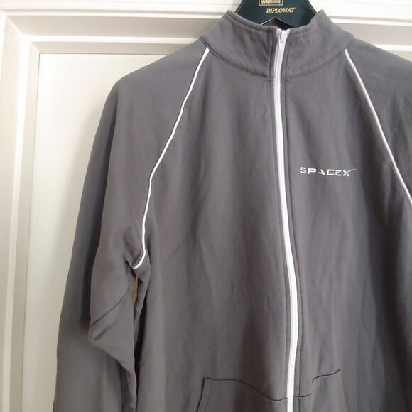 Spacex Grey Full Zip Mock Neck Stretch Pockets Casual Mens Jacket Large - Picture 3 of 9